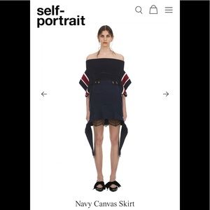 Self-portrait Navy Canvas Skirt